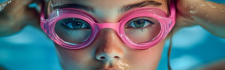 Determined Female Swimmer Preparing to Dive