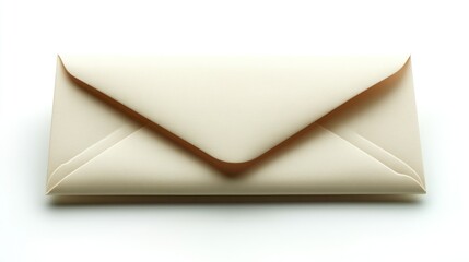 Closed cream envelope isolated on white background.