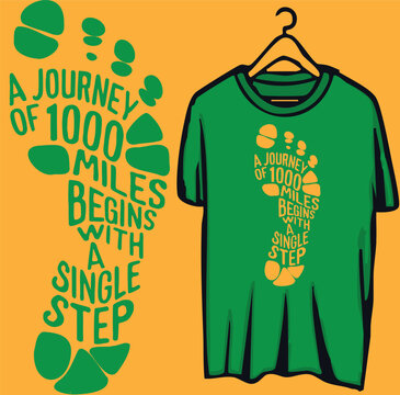 Inspirational T-Shirt Design with Footprint Graphic