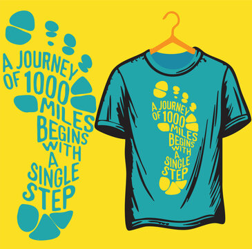 Inspirational T-Shirt Design with Footprint Graphic