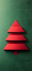 Paper folded red Christmas tree