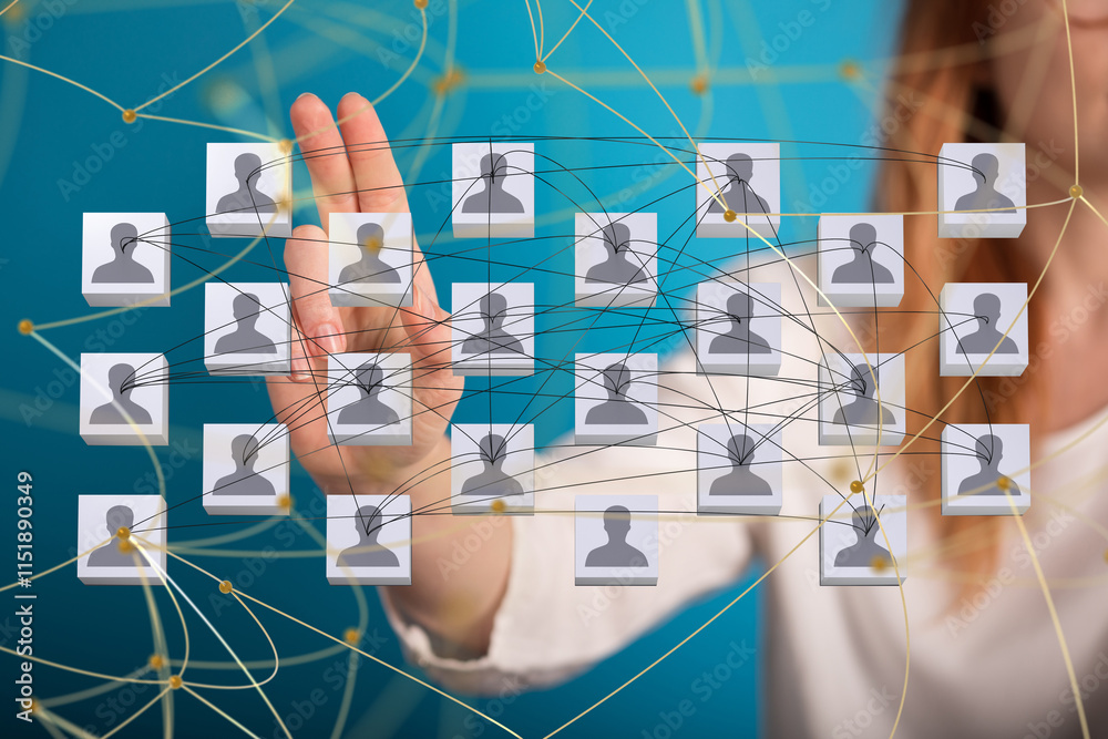 Poster Global network. Blockchain. 3D illustration. Neural networks and artificial intelligence. Abstract