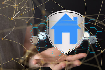 home data. Digital cyberspace with particles and Digital data network connections concept.