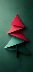 Paper folded red and green Christmas tree
