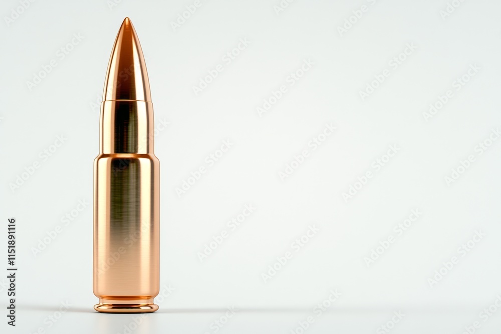 Poster a clean illustration of a bullet, placed against a plain white background with minimal shadow effect