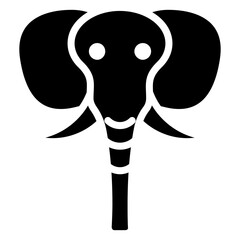 Elephant Glyph Icon, Black And White Glyph Icon Symbol