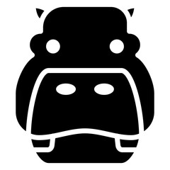 Hippo Glyph Icon, Black And White Glyph Icon Symbol