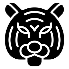 Tiger Glyph Icon, Black And White Glyph Icon Symbol
