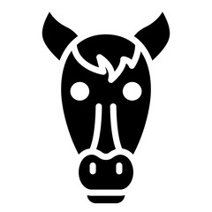 Horse Glyph Icon, Black And White Glyph Icon Symbol