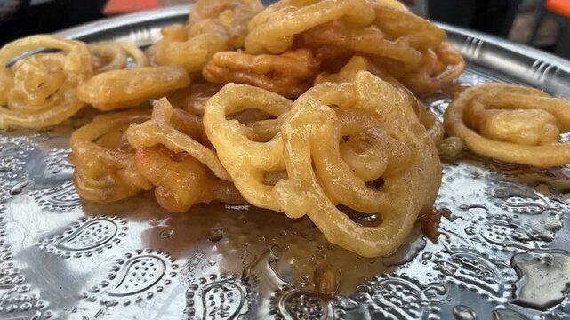 Fresh jalebi sold in a road side stall in Bihar, India.