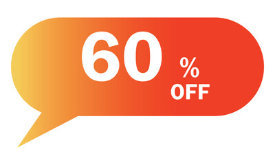 Discount icon. 60 percent discount icon symbols. Discount tag in flat icon for price, promotion, label and offer. Sale flat vector icon.