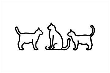cat line art vector, silhouette, set design