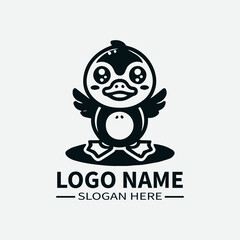 Cute Duck Mascot Logo Design, Duck Character Logo, Funny Animal Logo, Farm Animal Logo, Children's Logo