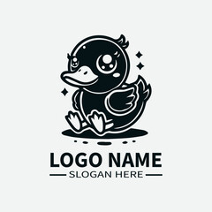 Cute Duck Mascot Logo Design, Duck Character Logo, Funny Animal Logo, Farm Animal Logo, Children's Logo