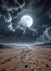 Opaque clouds drifting across a moonlit plain, dreamy scenery, ethereal atmosphere