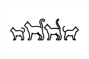 cat line art vector, silhouette, set design