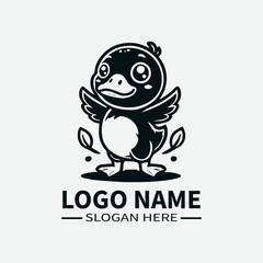 Cute Duck Mascot Logo Design, Duck Character Logo, Funny Animal Logo, Farm Animal Logo, Children's Logo