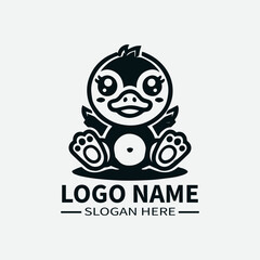 Cute Duck Mascot Logo Design, Duck Character Logo, Funny Animal Logo, Farm Animal Logo, Children's Logo