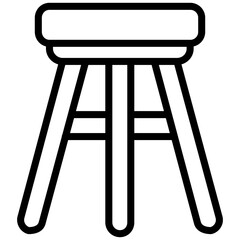 Bar Stool Outline Icon, Black And White Outline Icon Symbol