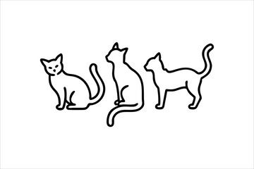 cat line art vector, silhouette, set design