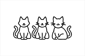 cat line art vector, silhouette, set design