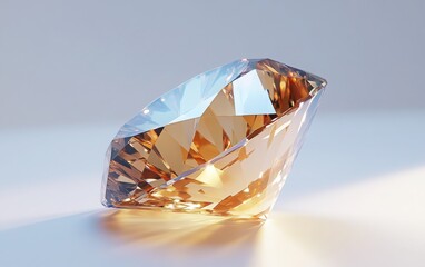 A realistic 3D gold diamond, presented on a white background. 