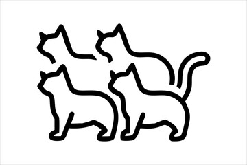 cat line art vector, silhouette, set design