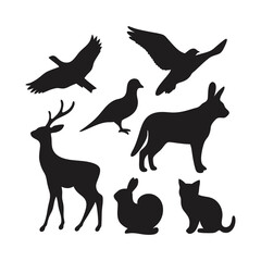 Silhouettes of Birds, Wild Animals, and Pets | Versatile Vector Collection