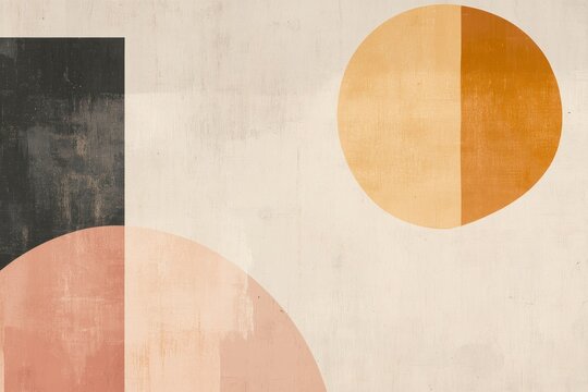 Abstract geometric composition featuring soft pastel colors and bold shapes, ideal for modern design projects and artistic backgrounds in various creative applications.