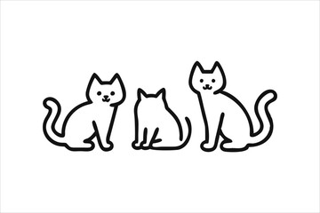 cat line art vector, silhouette, set design