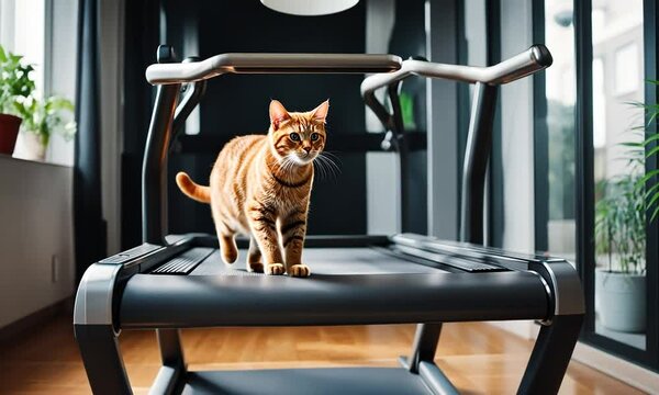 Cat on a treadmill.