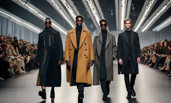 Group of men at a fashion show.