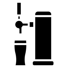 Beer Tap Glyph Icon, Black And White Glyph Icon Symbol