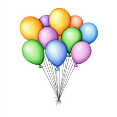 Obraz premium Colorful balloons in various shades float tog er, creating festive atmosphere. Perfect for celebrations and joyful occasions