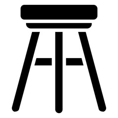Bar Stool Glyph Icon, Black And White Glyph Icon Symbol