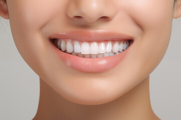 Radiant Asian woman with bright smile and perfect teeth, showcasing natural beauty and confidence - Ideal for dental care, health and lifestyle themes. Dentist profession. Asia.