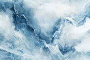 Obraz premium Abstract Fluid Art in Shades of Blue and White, Representing Waves and Ocean Currents, Perfect for Backgrounds, Textures, and Modern Design Elements