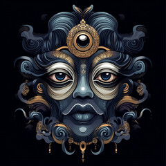 Naklejka premium Kabuki Mask illustration