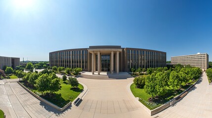 Courthouse building exterior view with classical architecture and flagpole, symbolizing justice, authority, and public trust in legal systems.