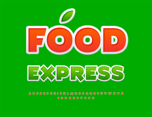 Vector industry concept Food Express. Bright modern Font. Creative set of Alphabet Letters and Numbers