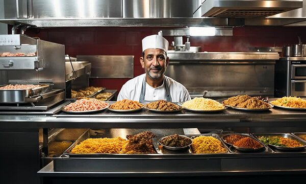 Arab man in a kebab restaurant.