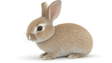 Obraz premium A cute white rabbit isolated on a white background