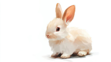 Fototapeta premium Fluffy white rabbit on a white background