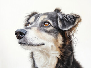 Fototapeta premium Elegant gezeichnete Hundefigur mit aufmerksamem Blick auf hellem Hintergrund