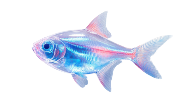Colorful fish swimming in clear water. transparent background