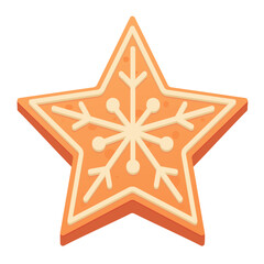 Gingerbread star shaped cookie with glaze icing