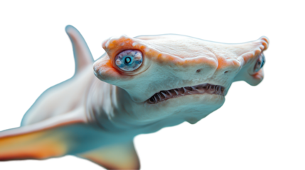 Unique fantasy fish with expressive features. transparent background