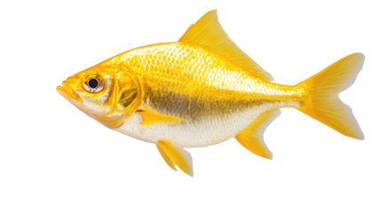 Vibrant goldfish swimming gracefully in water. transparent background