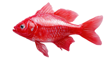 Vibrant red fish swimming gracefully. transparent background