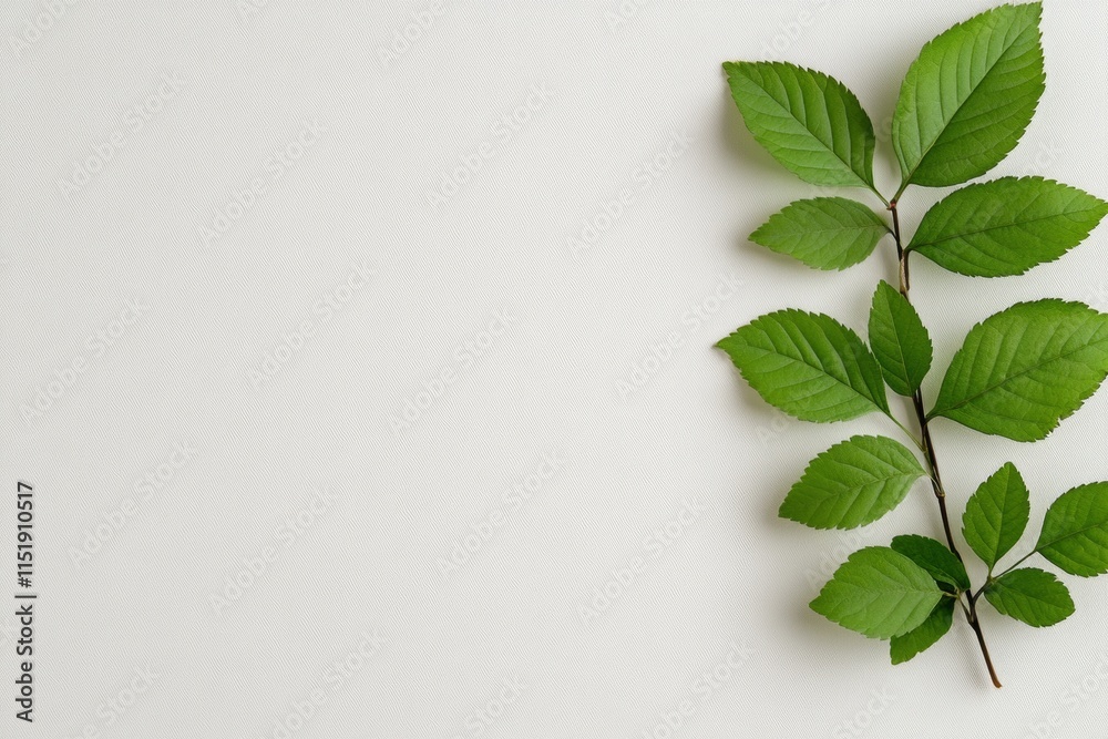 Poster a minimalist design of a single green leaf with clean lines and soft gradients, placed on a white ba